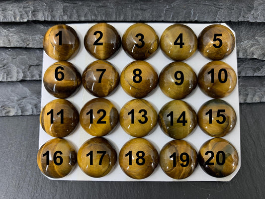 Tiger Eye round 15mm cabochon - Calibrated cabochons