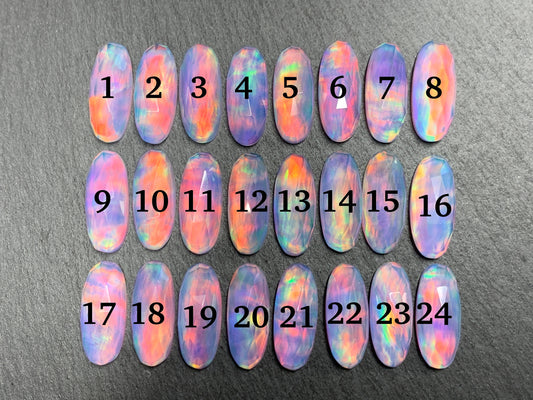Faceted Aurora Opal oval 8x20mm cabochon - Doublet cabochons