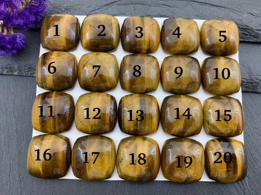 Tiger Eye square cushion 20x20mm Cabochon - Calibrated cabochons
