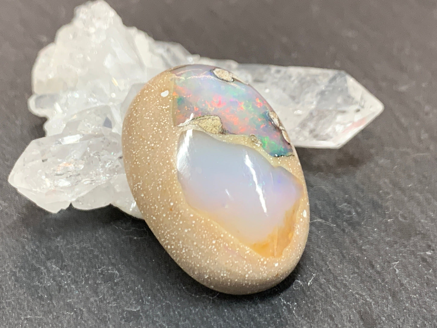 Ethiopian Opal Cabochon – Stabilized Welo Opal with Bright Play of Color - 19x26x8mm