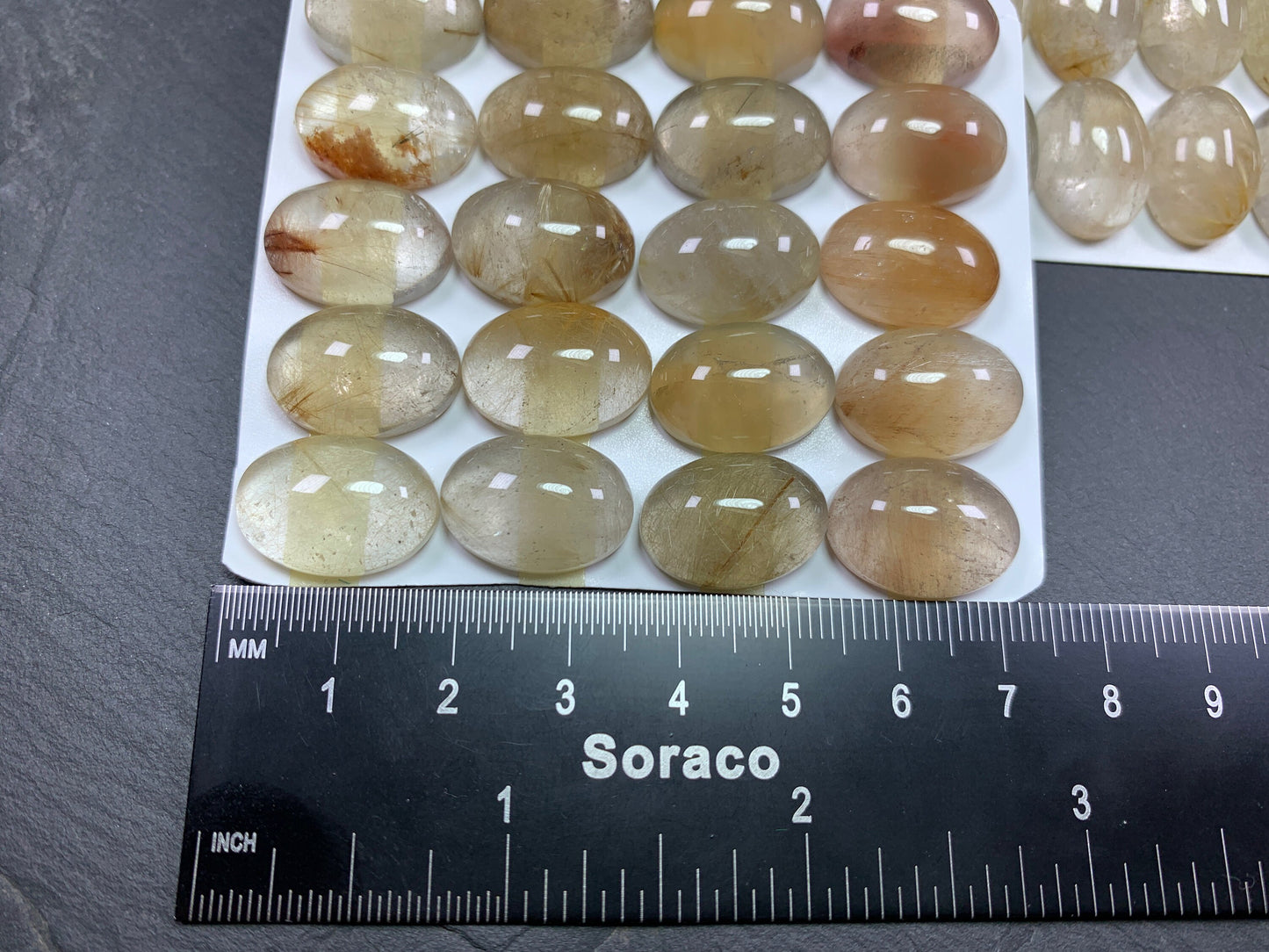 Gold Rutilated Quartz oval 13x18mm cabochon - Calibrated cabochons
