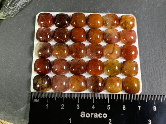 Rutilated Quartz square 12x12mm cabochon - Calibrated Cabochons