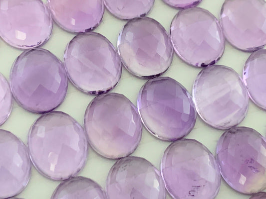 Faceted Amethyst oval 10x12mm cabochon - Calibrated cabochons
