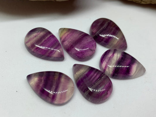 Purple Fluorite pear 10x15mm Cabochon - Calibrated cabochons