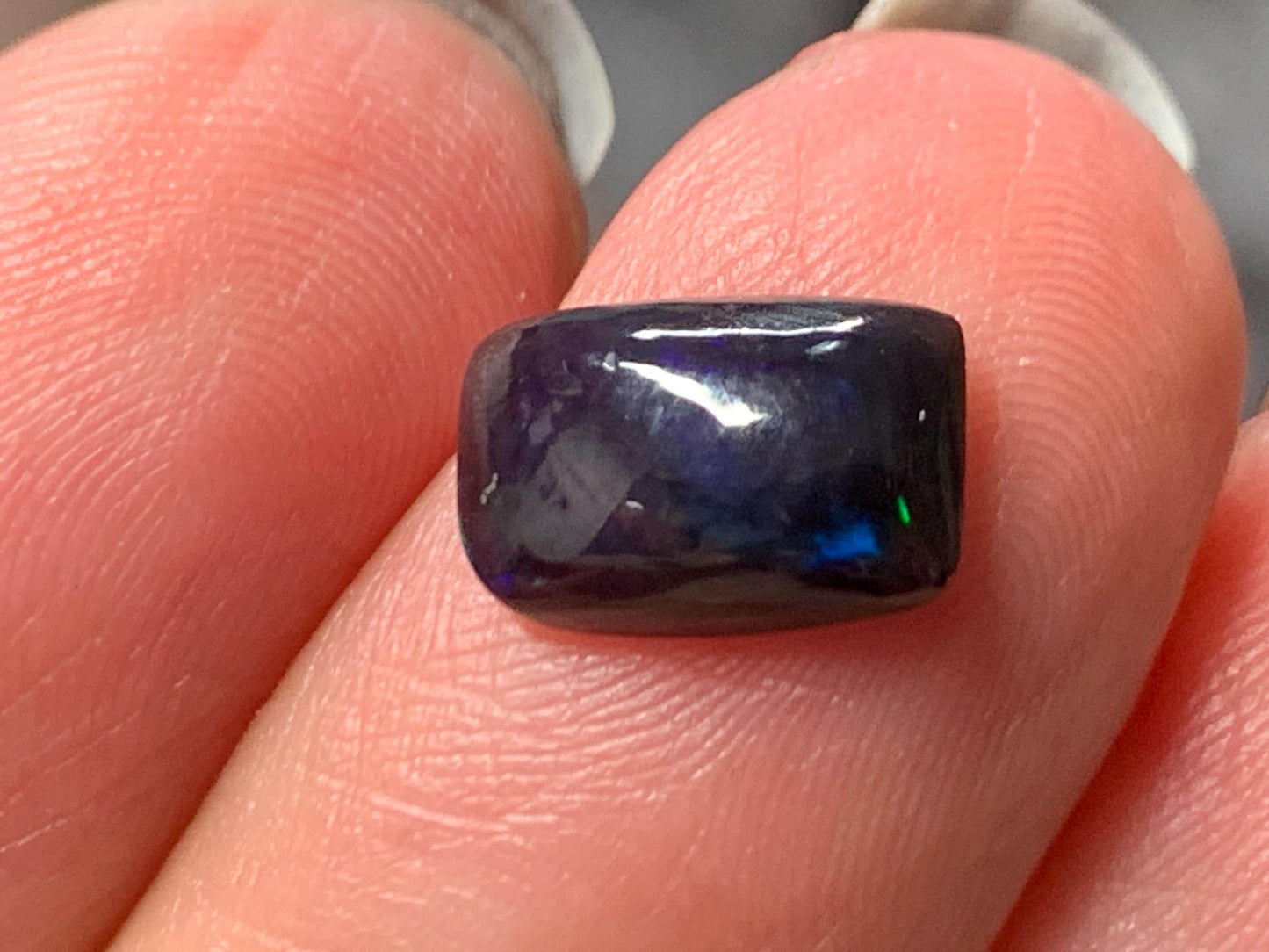Natural Ethiopian Black Opal 6x10x3mm cabochon