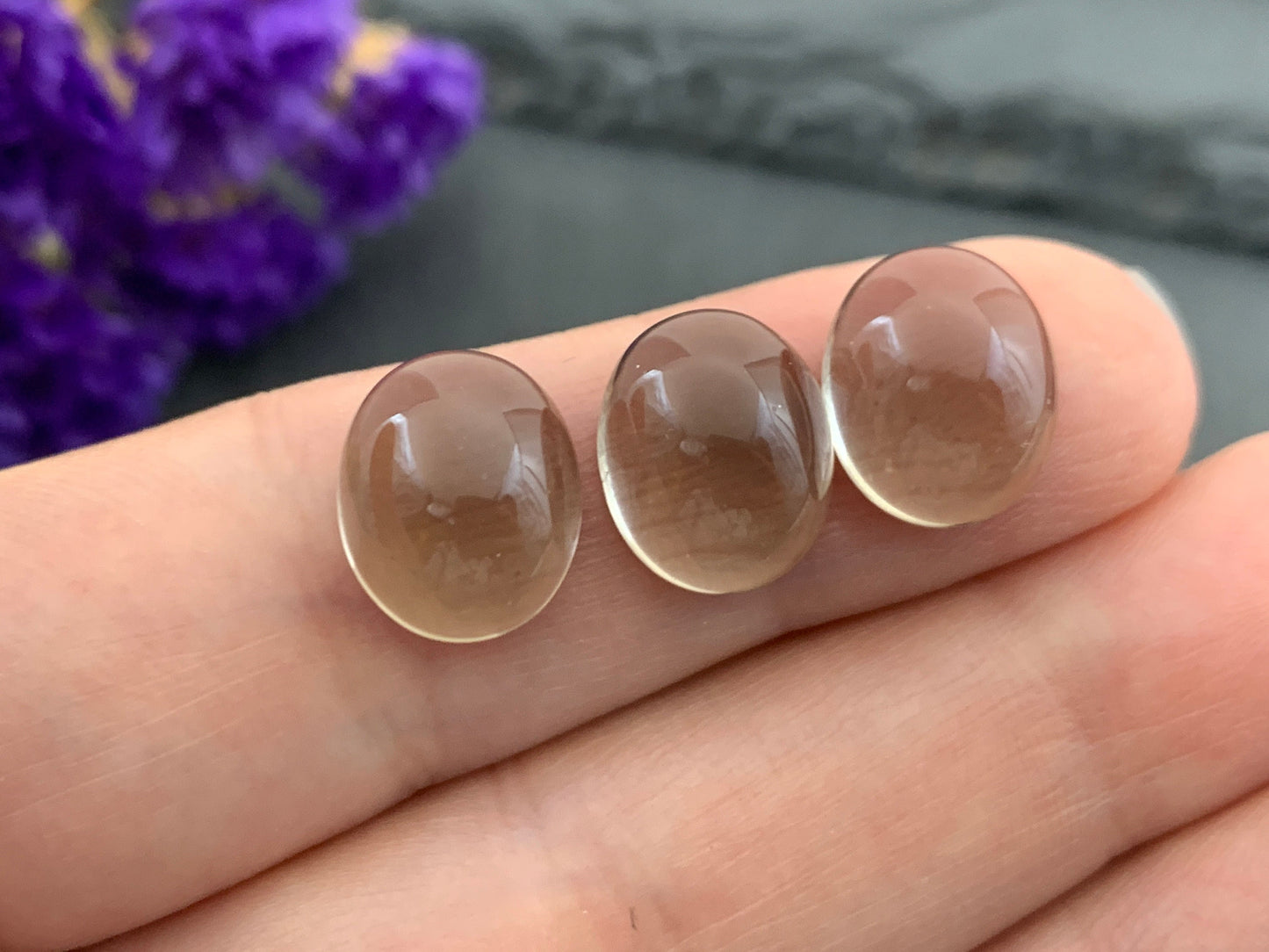 Smokey quartz oval 10x12mm cabochon - Calibrated cabochons