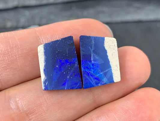 Australian Opal doublet 11x16x3mm pair of cabochons