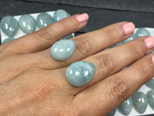 Aquamarine pear 15x20mm & 13x18mm cabochon - Calibrated cabochons