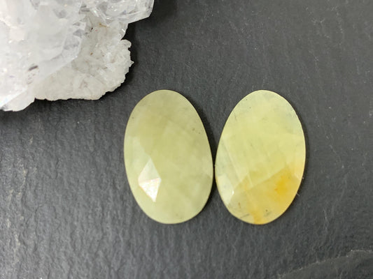 Faceted Yellow Sapphire pair 11x16x3mm cabochon