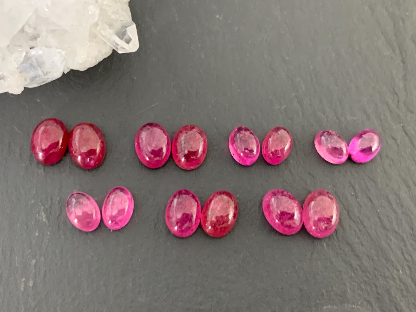 Thailand Pink Sapphire pair 6-7mm long cabochon