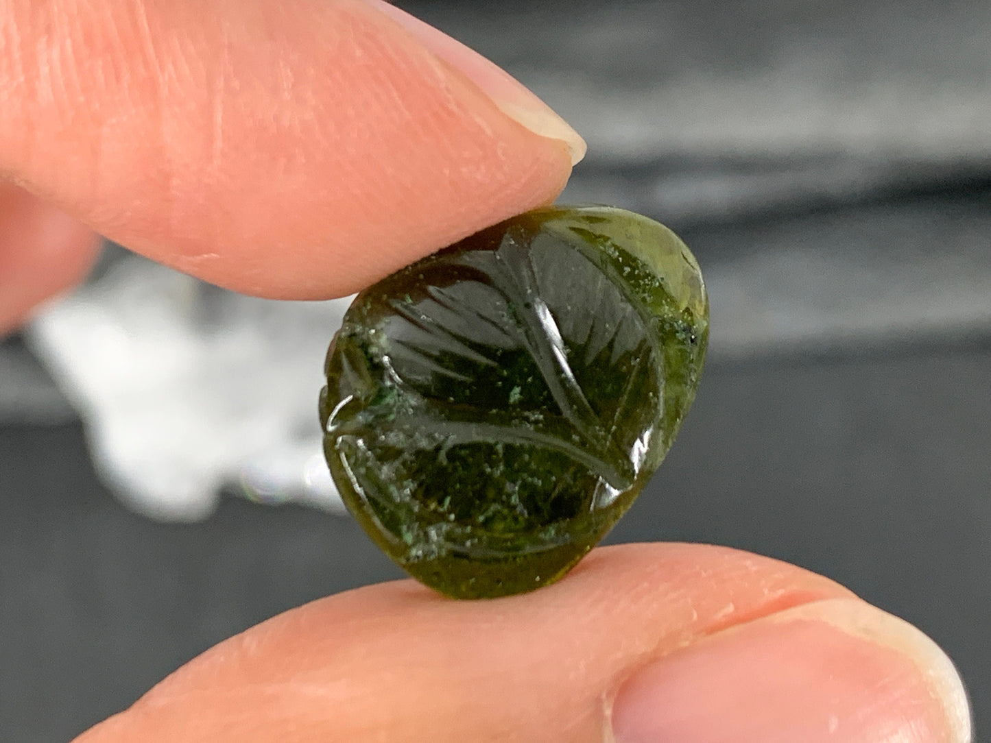 Carved Tourmaline 12x16x4mm cabochon