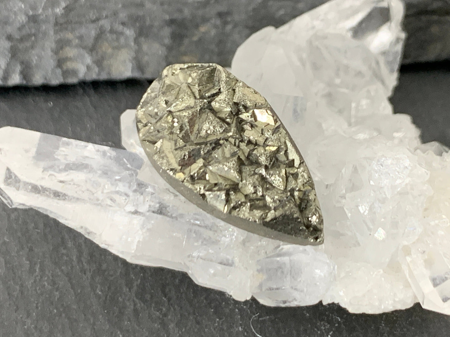 Pyrite pear 10x20mm cabochon