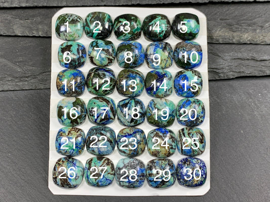 Azurite square cushion 12mm cabochon - Calibrated cabochons