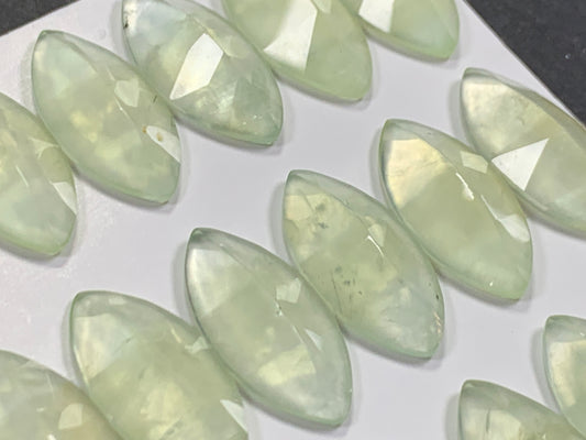 Faceted Prehnite marquise 10x20mm cabochon - Calibrated cabochons