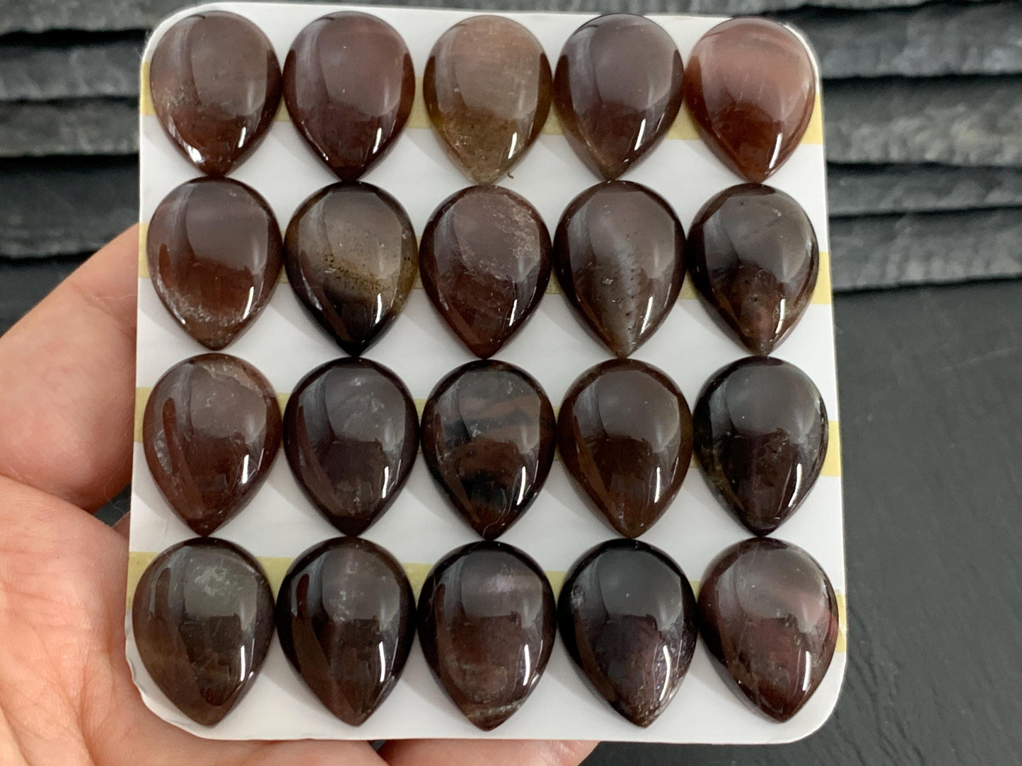 Gold Sunstone pear 15x20mm cabochon - Calibrated cabochons