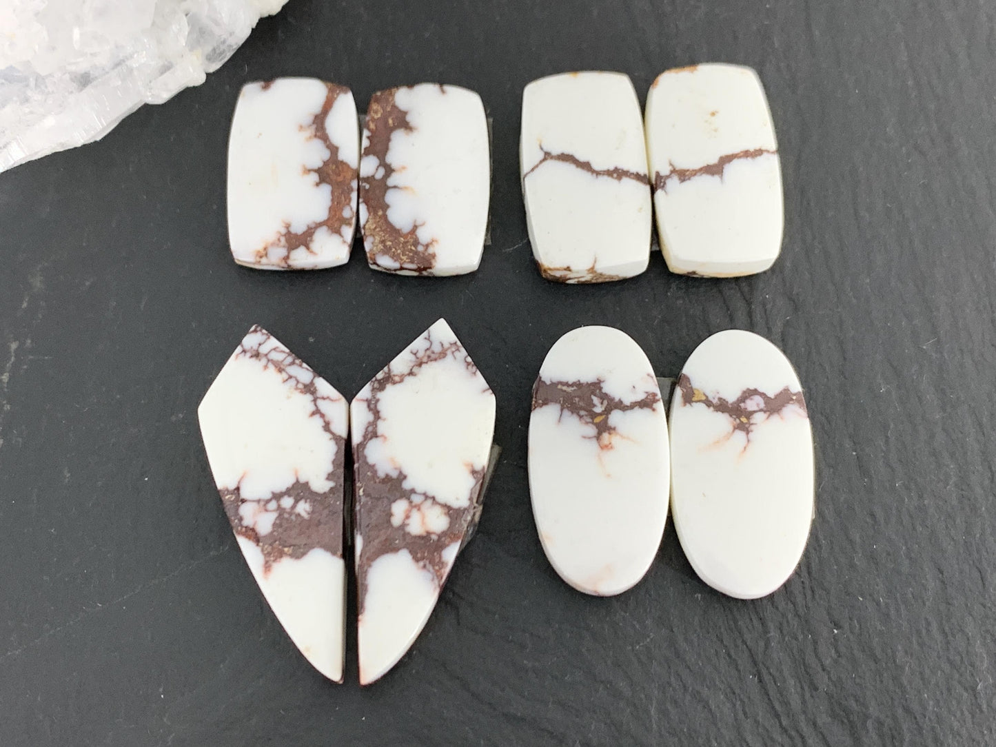 Wild Horse Jasper 18-31mm long cabochon pair
