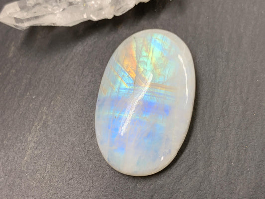 Rainbow Moonstone 35x22x7mm cabochon. Second quality cabochon