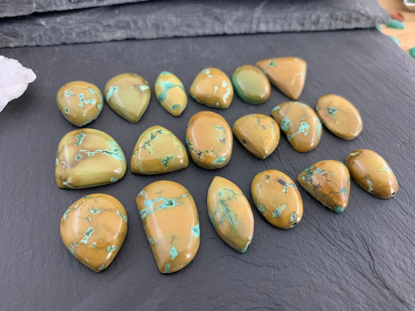 Tibetan Turquoise mixed shapes 17-26mm long cabochon
