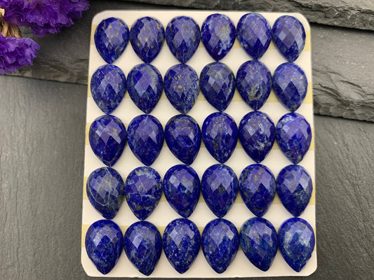 Faceted Lapis Lazuli pear 10x14mm cabochon - Calibrated cabochons