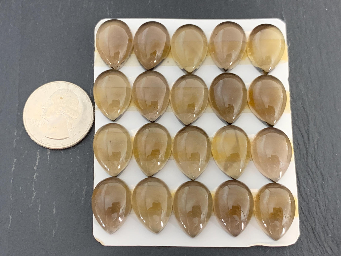 Smokey quartz pear 13x18mm cabochon - Calibrated cabochons