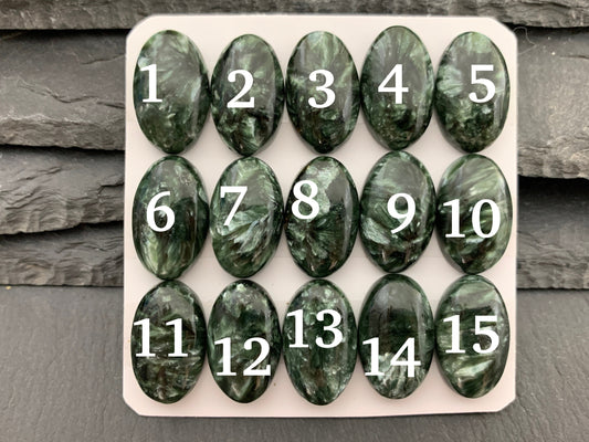 Seraphinite oval 12x20mm Cabochon - Calibrated cabochons