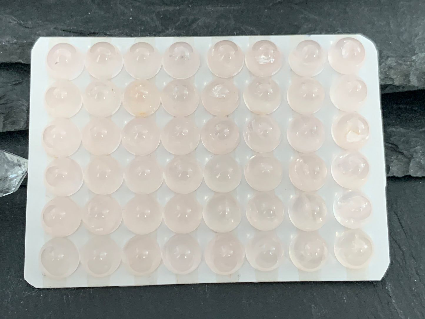 Rose Quartz bullet dome round 8mm cabochon - Calibrated cabochons