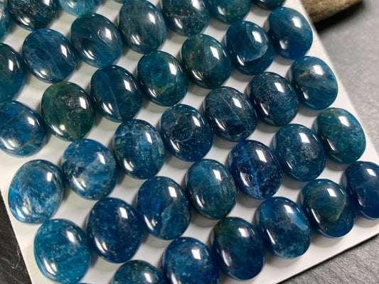 Blue Apatite oval 8x10mm cabochon - Calibrated cabochons