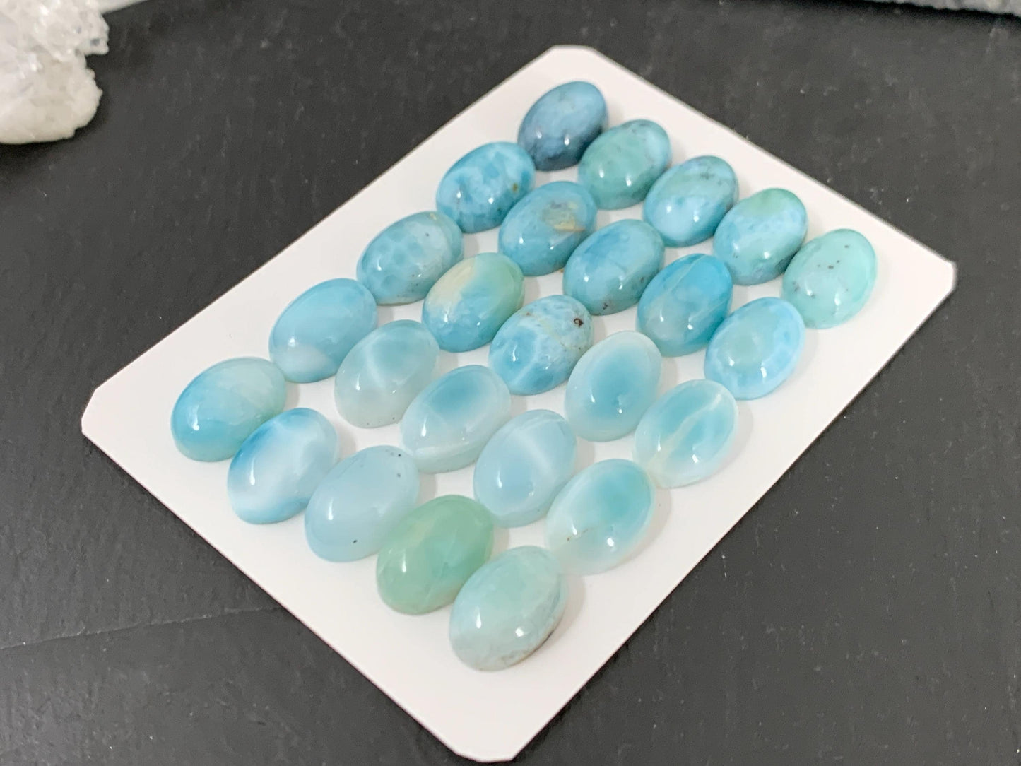 Larimar oval 10x12mm long cabochon - Calibrated cabochons