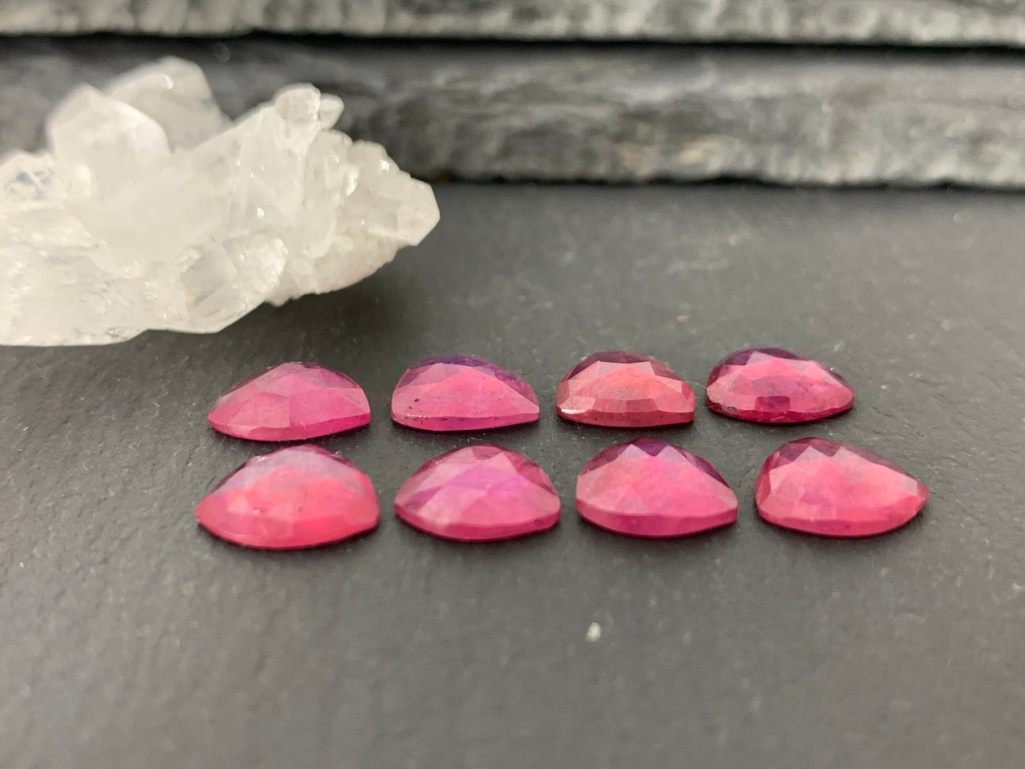 Faceted Thailand pink Sapphire triangle 9mm cabochon