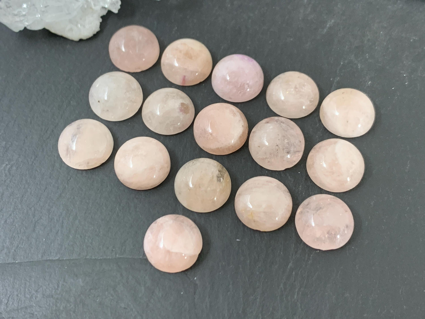 Morganite round 12mm cabochon - Calibrated cabochons
