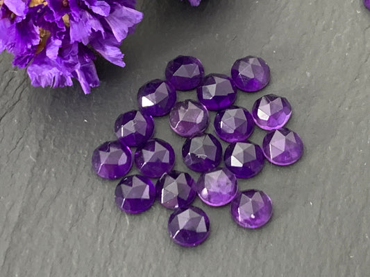 Faceted Amethyst round 6mm cabochon - Calibrated cabochons