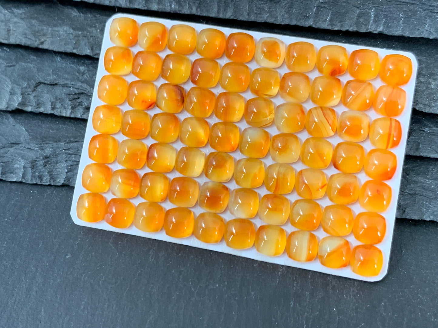 Carnelian square 6mm cabochon - Calibrated cabochons