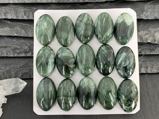 Seraphinite oval 12x20mm Cabochon - Calibrated cabochons
