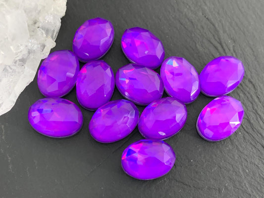 Faceted Purple Mystic Quartz oval 10x14mm cabochons - Doublet cabochons