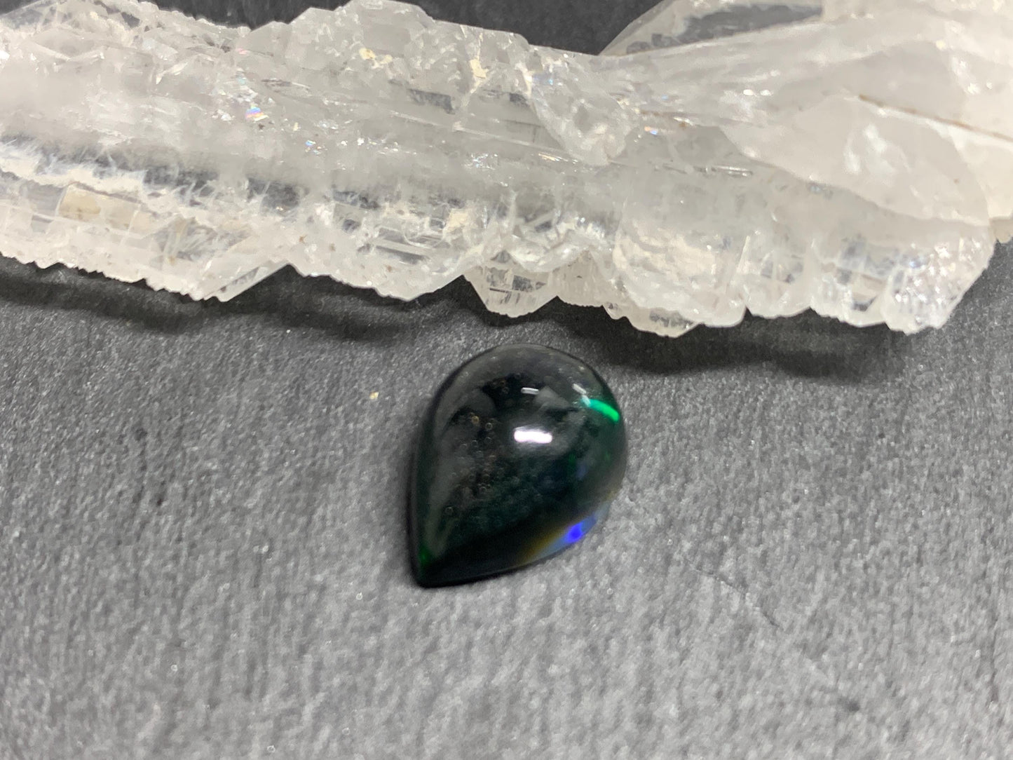 Natural Black Ethiopian Opal pear 9x12x6mm cabochon