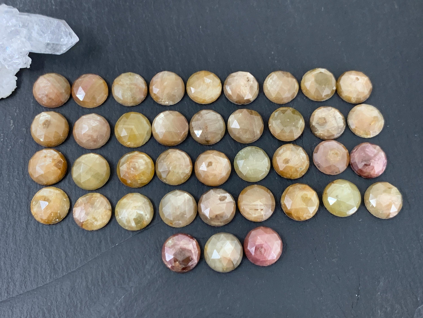 Discounted  Faceted Yellow Sapphire round 10mm cabochon