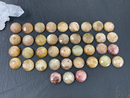 Discounted  Faceted Yellow Sapphire round 10mm cabochon