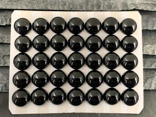 Black Agate round 10mm cabochon - Calibrated cabochons