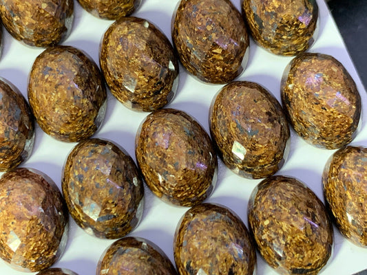 Faceted Bronzite oval 12x16mm cabochon- Calibrated cabochons