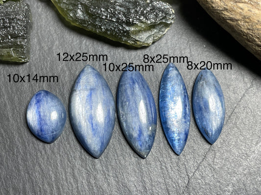 Kyanite Marquise 14-25mm long cabochons - Calibrated cabochons
