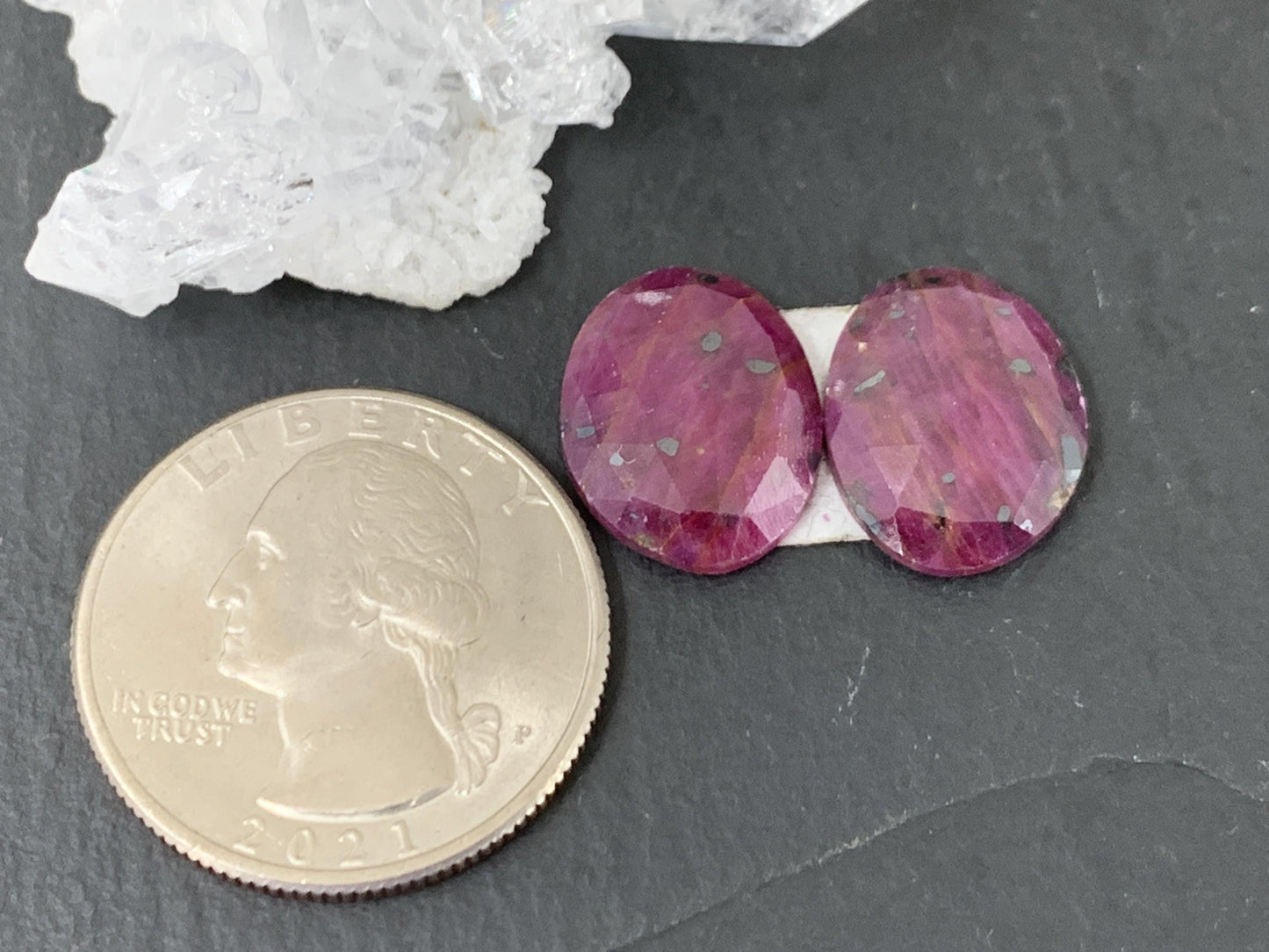 Faceted Ruby pair 12x15x4mm cabochon