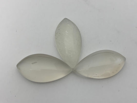 White Moonstone Cabochon - Natural 10x20mm Miss Asia Shape, Calibrated Gemstone