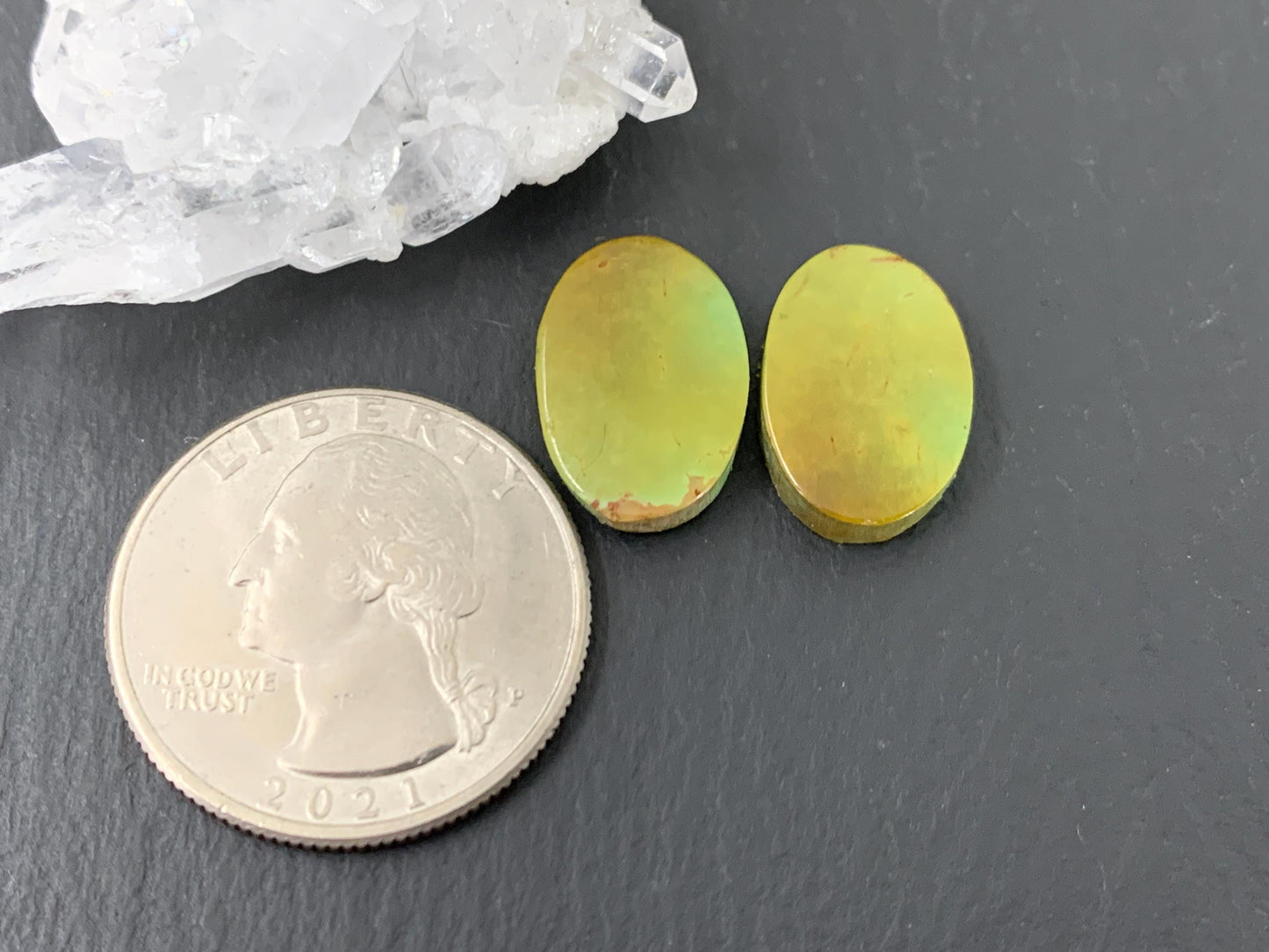 Tibetan Turquoise Pair 11x16mm Cabochon - Hand Cut Cabochon
