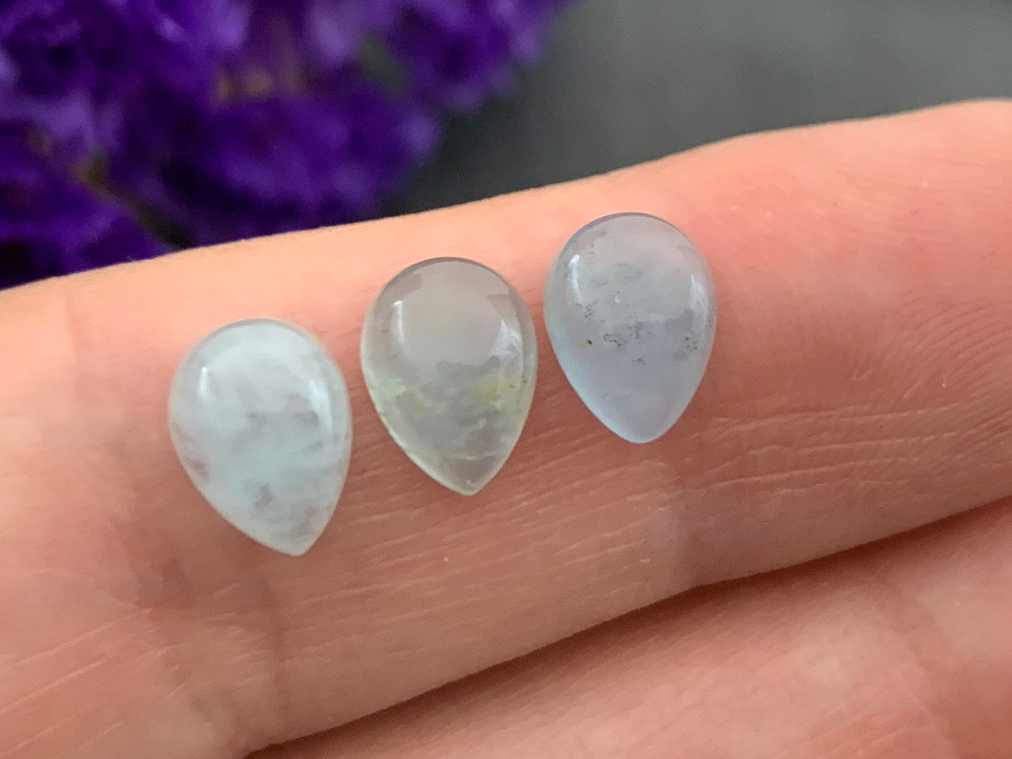 Aquamarine pear 6x8mm cabochon - Calibrated cabochons