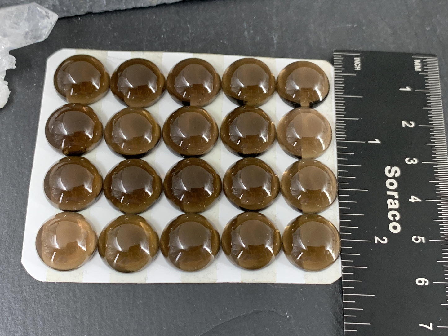 Smokey Quartz round 14mm cabochon -  Calibrated cabochons