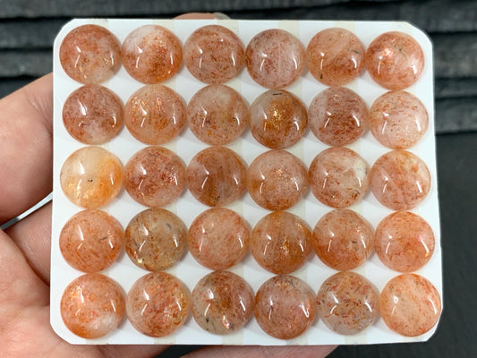 Sunstone round 12mm cabochon - Calibrated cabochons
