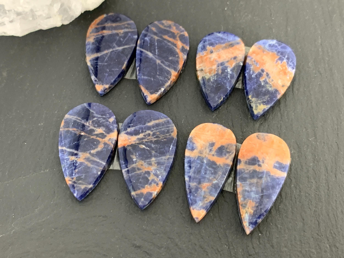 Natural Sodalite pair 23-25mm long cabochon