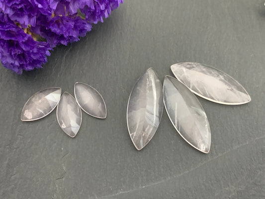 Faceted Rose Quartz marquise 8x16mm,12x30mm Cabochon