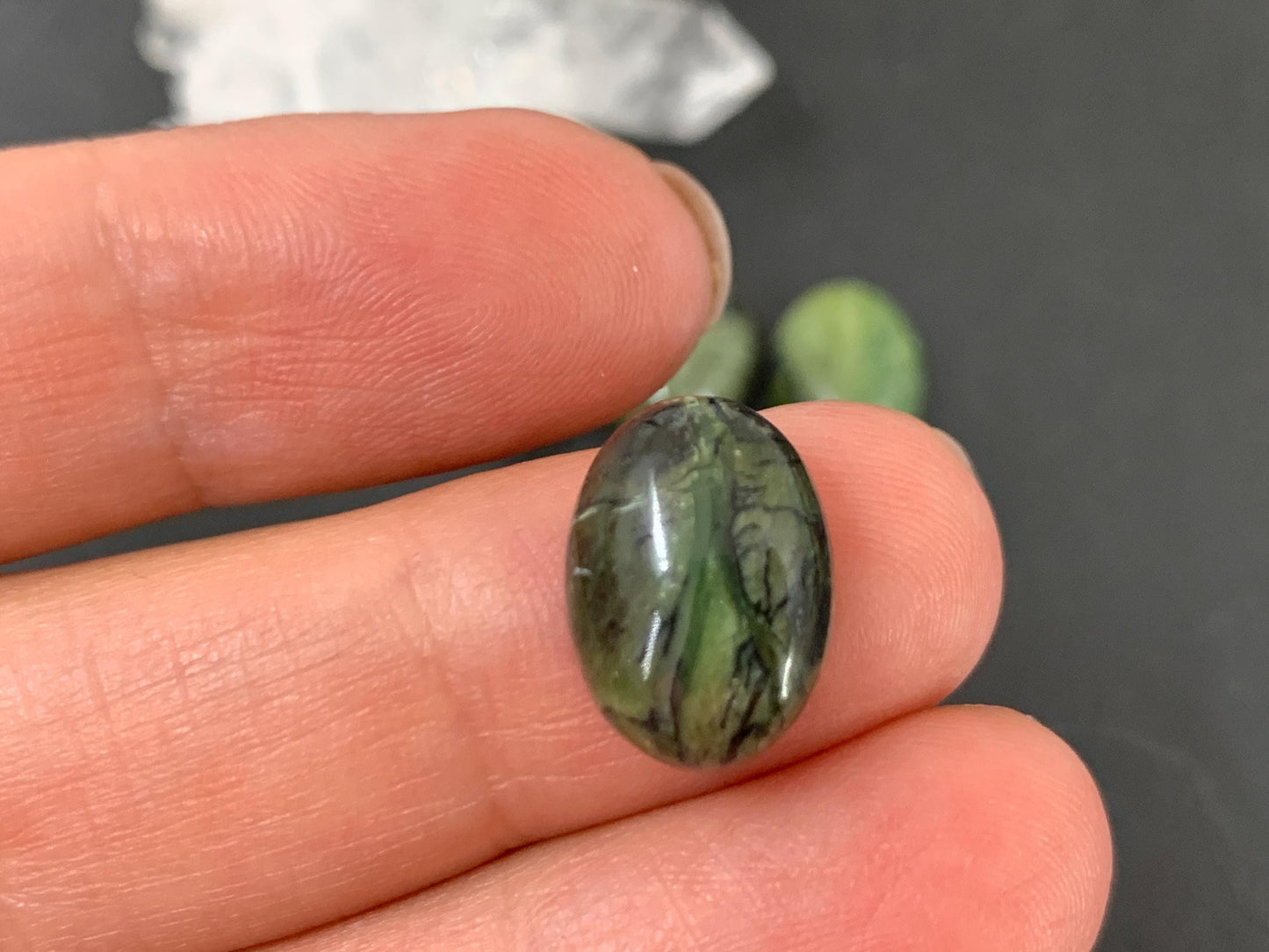 Green Opal oval 10x14mm cabochon