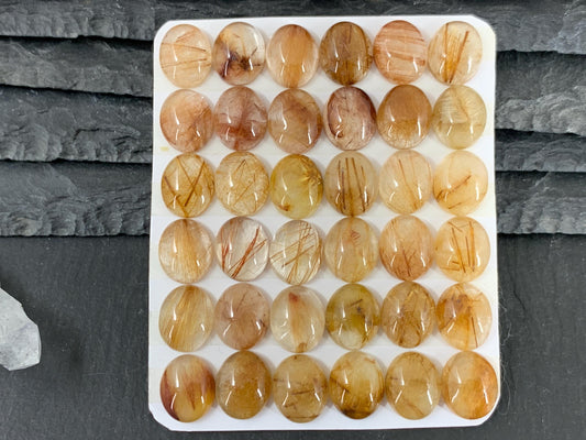 Rutilated Quartz oval 10x12mm cabochon - Calibrated cabochons